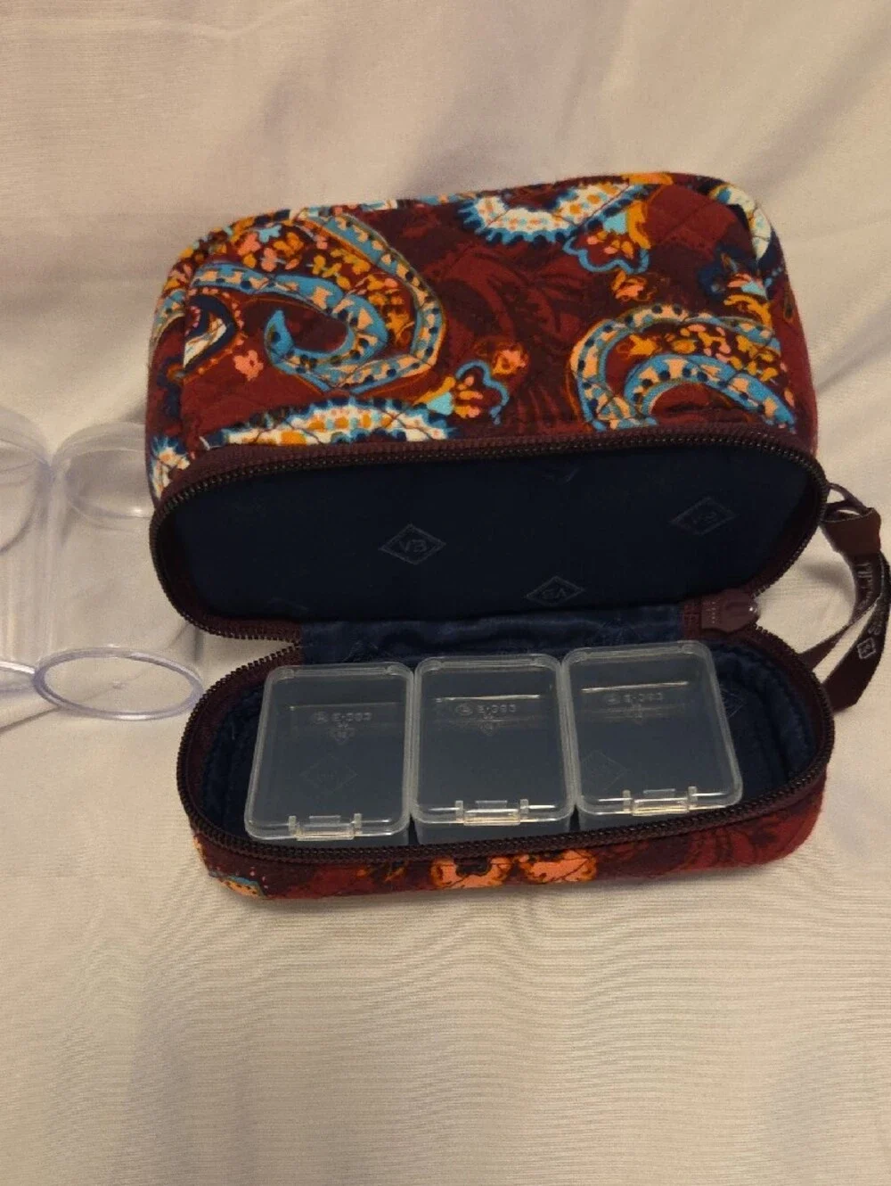 Vera Bradley Burgundy Paisley Quilted Travel Case